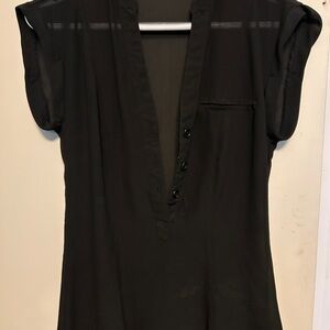 RD Style Black Button-Down Blouse